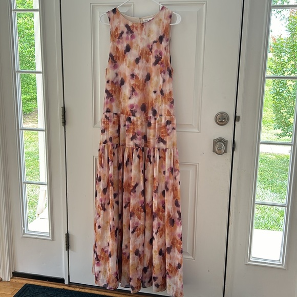 Fame and Partners Alana Tiered Maxi Dress, Watercolor Pinks, Size 6 - Picture 2 of 7